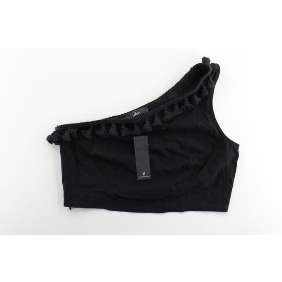 Lulus black one strap cropped bandeau top womens medium coquette girlcoreblock - Picture 1 of 7